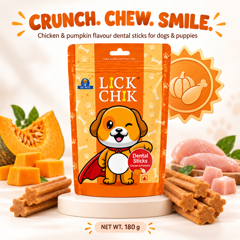 Dr. Pets Lick Chik Chicken & Pumpkin Dental Sticks for Dogs (Pack of 2)