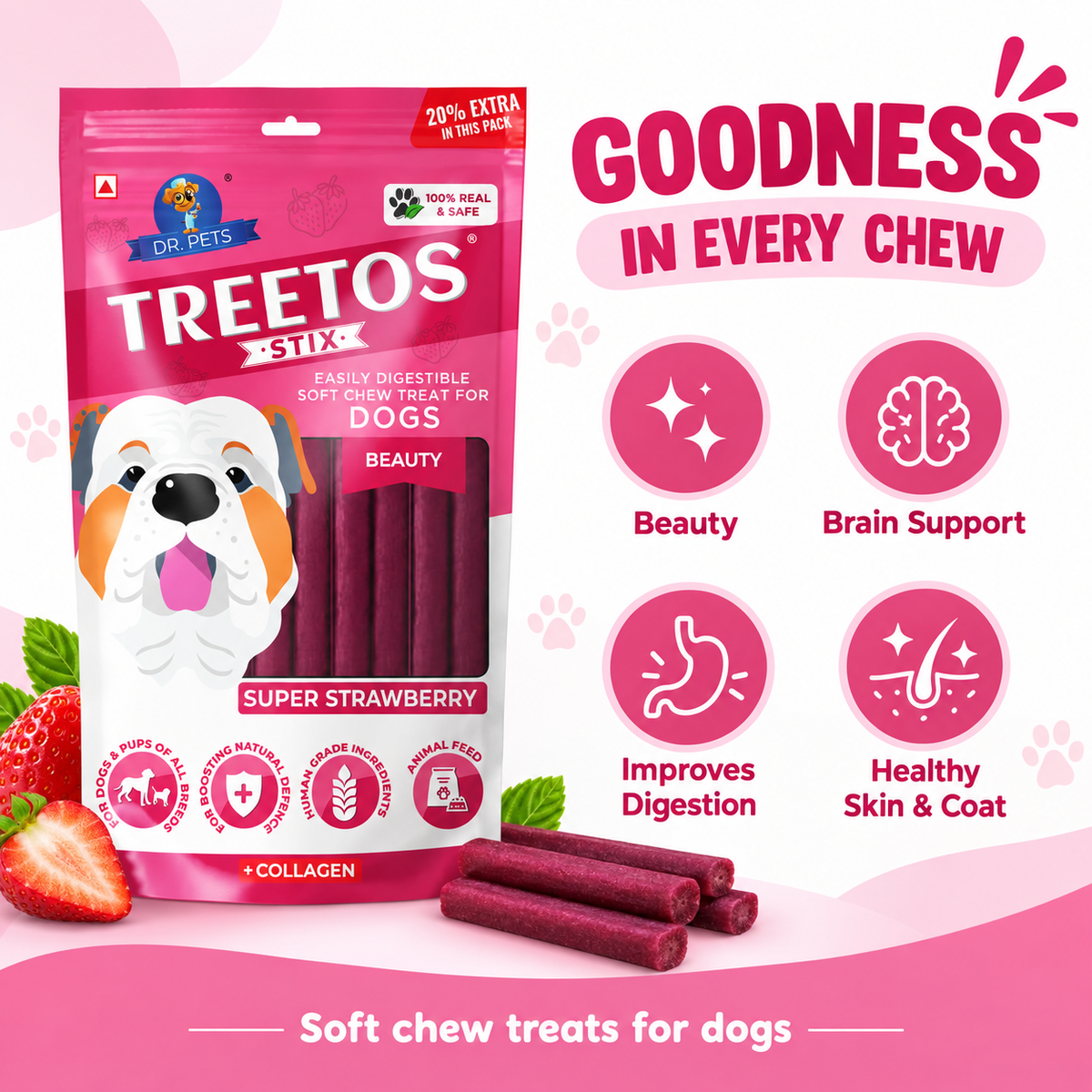 DR. PETS TREETOS SUPER STRAWBERRY
