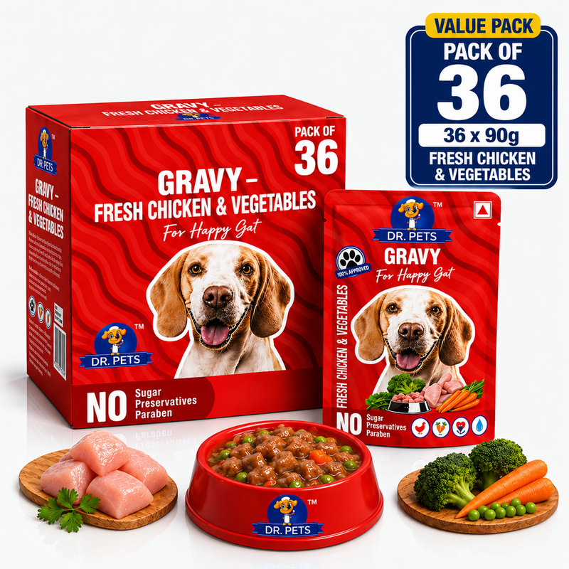 DR. PETS CHUNKS & GRAVY FRESH CHICKEN & VEGITABLE (Pack of 36)