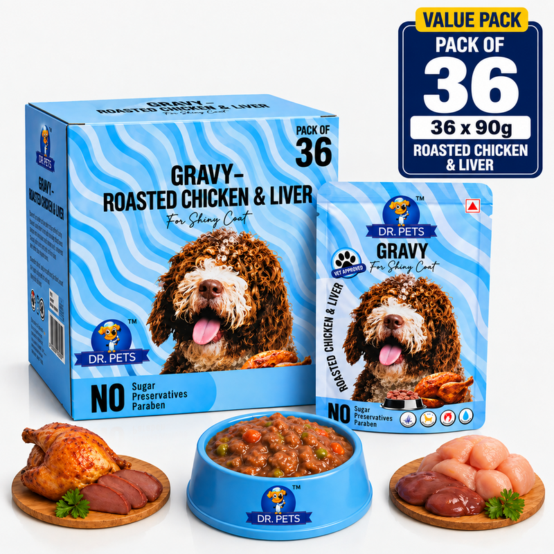 DR. PETS CHUNKS & GRAVY ROASTED CHICKEN & LIVER (Pack of 36)