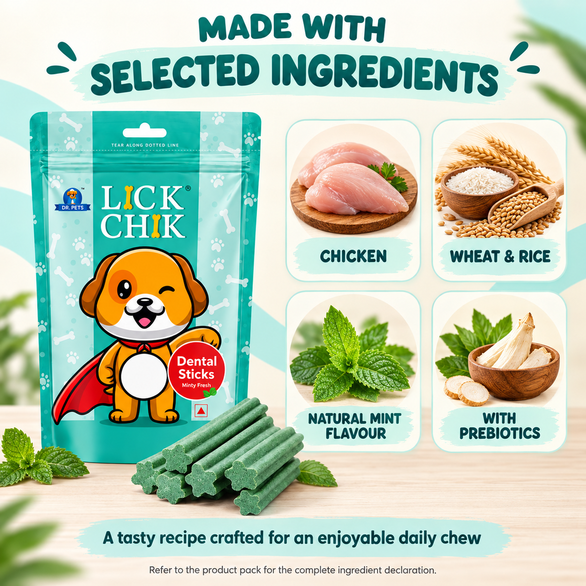 Dr. Pets Lick Chik Minty Fresh Dental Sticks for Dogs (Pack of 2)