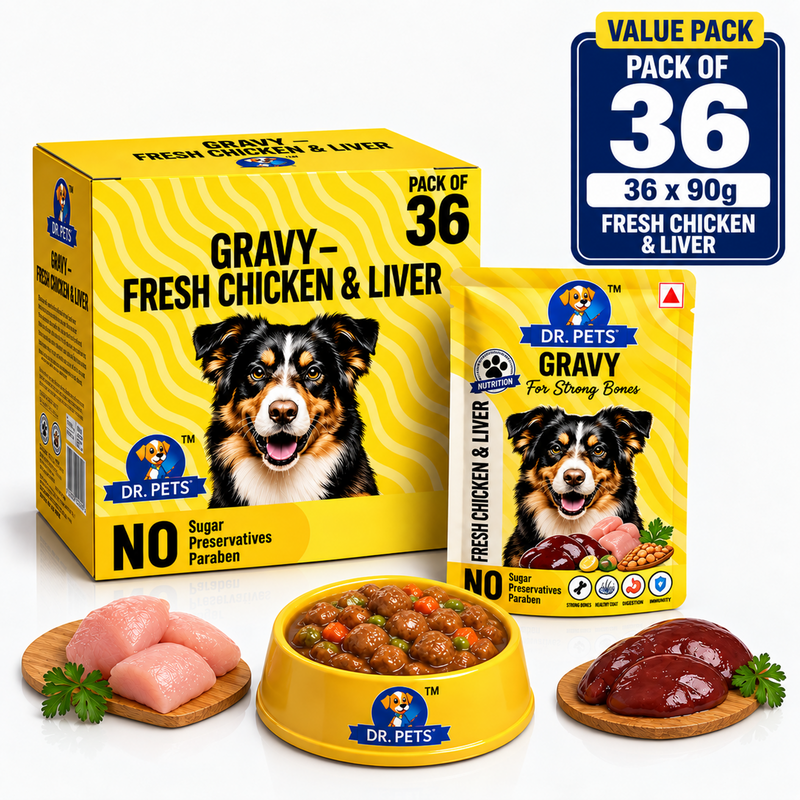 DR. PETS CHUNKS & GRAVY FRESH CHICKEN & LIVER (Pack of 36)