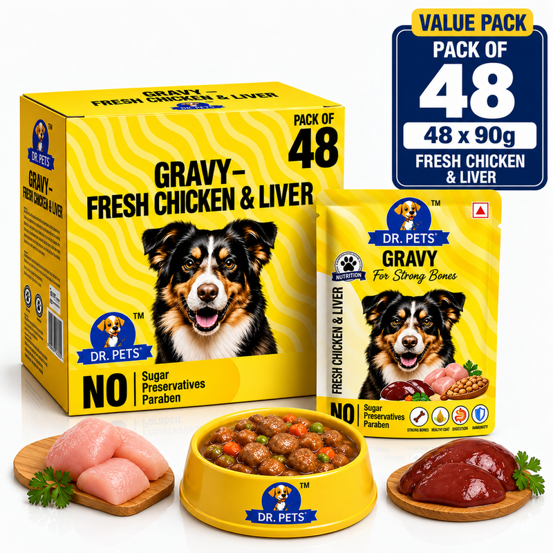 DR. PETS CHUNKS & GRAVY FRESH CHICKEN & LIVER (Pack of 48)