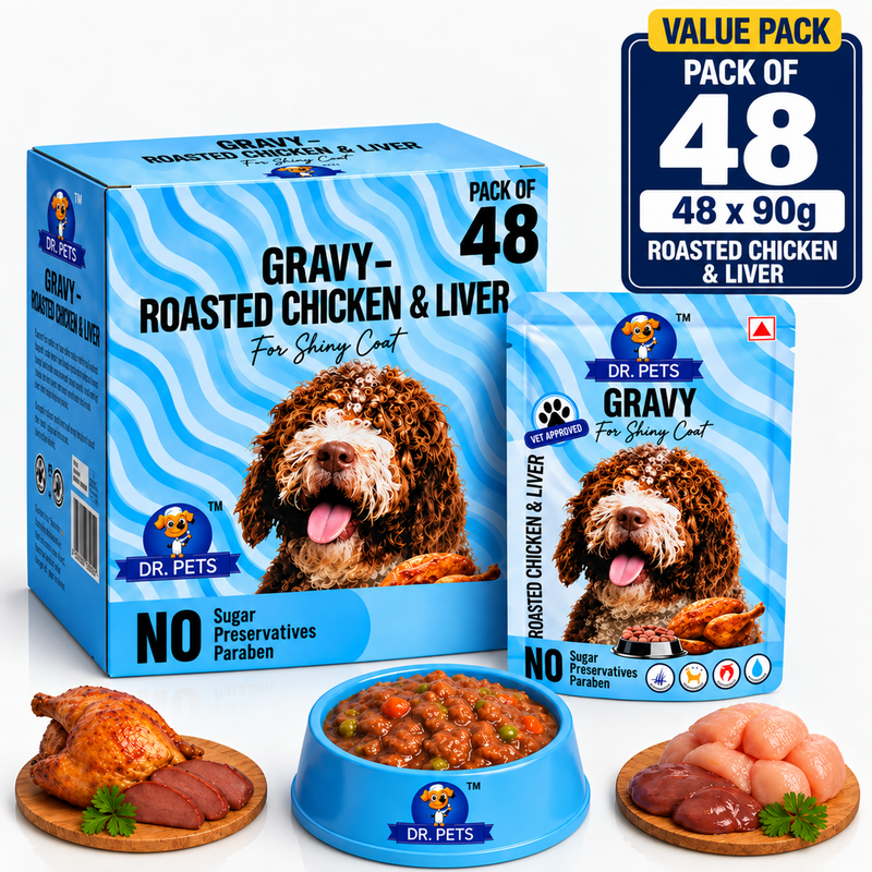 DR. PETS CHUNKS & GRAVY ROASTED CHICKEN & LIVER (Pack of 48)