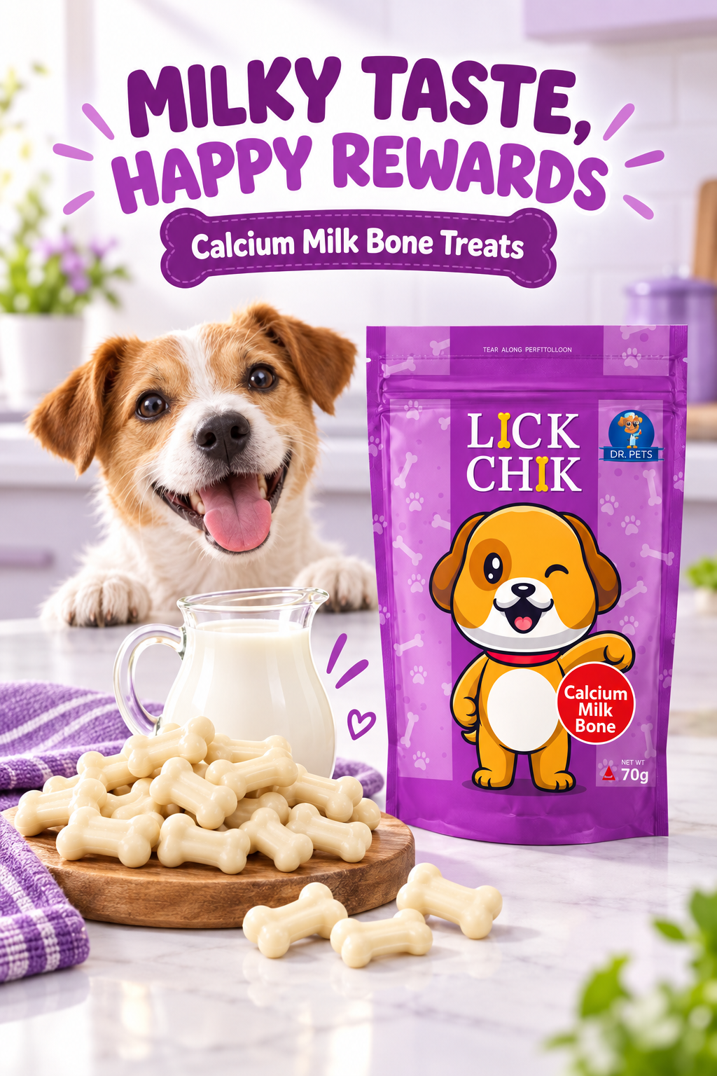 Dr. Pets Lick Chik Calcium Milk Bone for Dogs (Pack of 6)