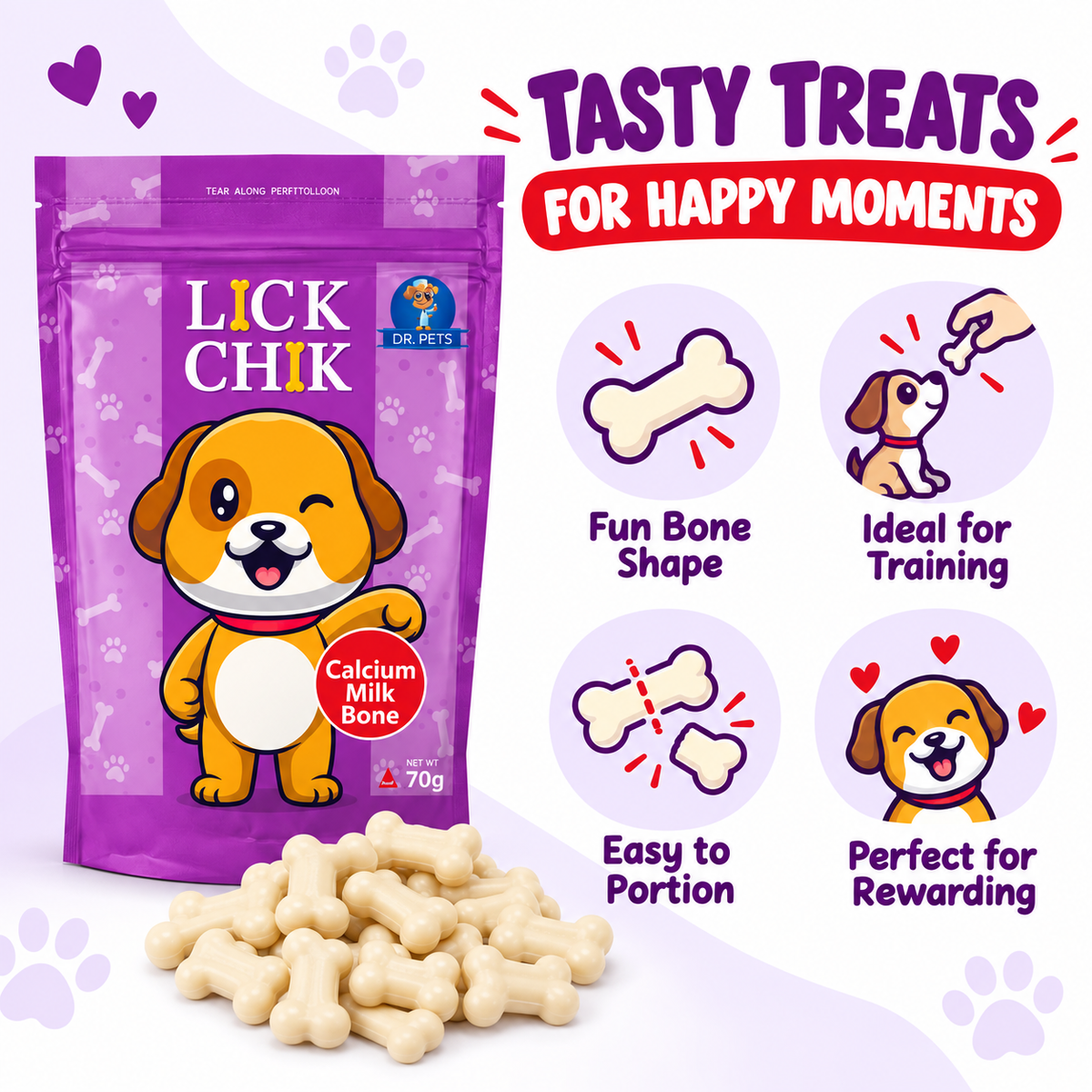 Dr. Pets Lick Chik Calcium Milk Bone for Dogs (Pack of 6)