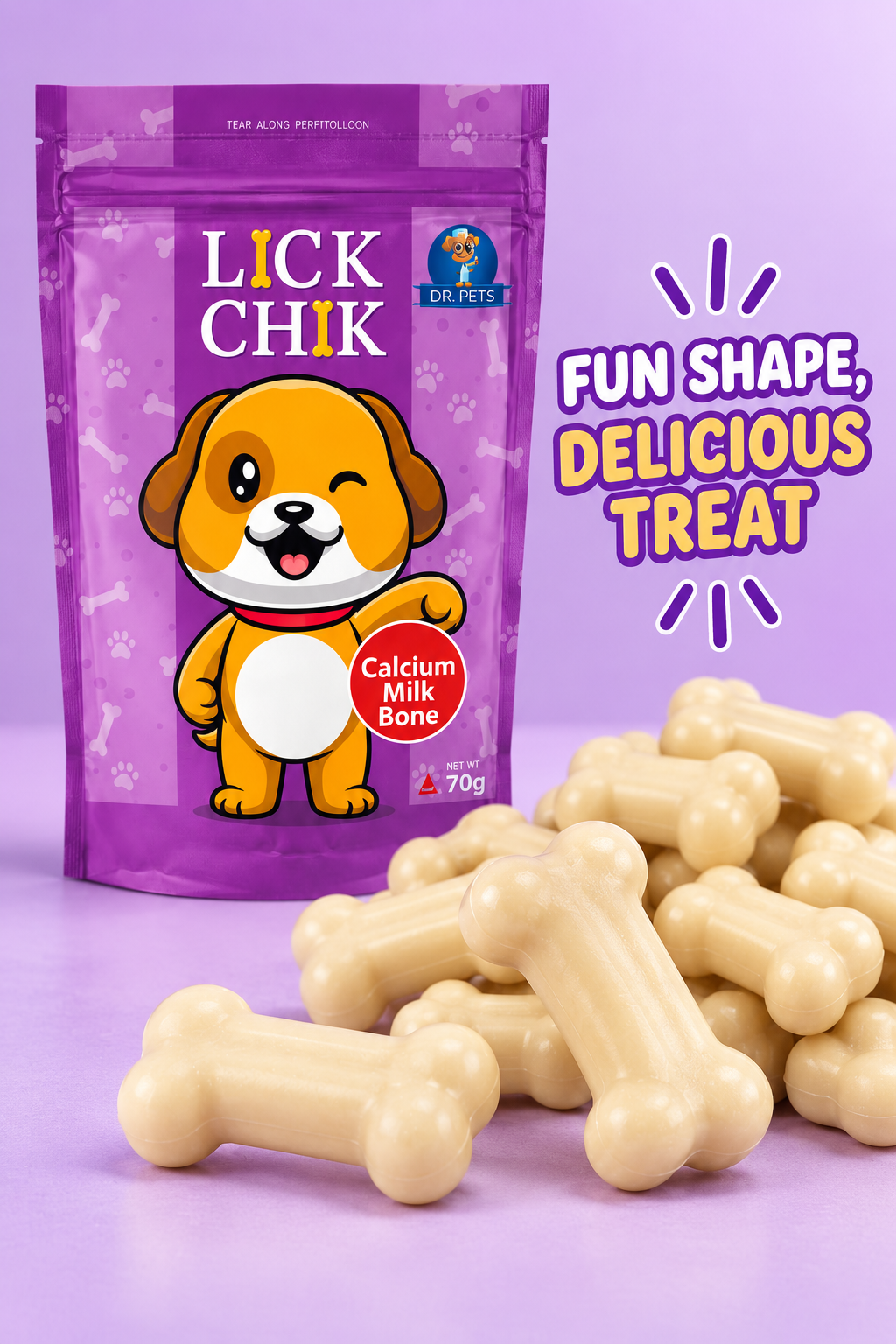 Dr. Pets Lick Chik Calcium Milk Bone for Dogs (Pack of 6)