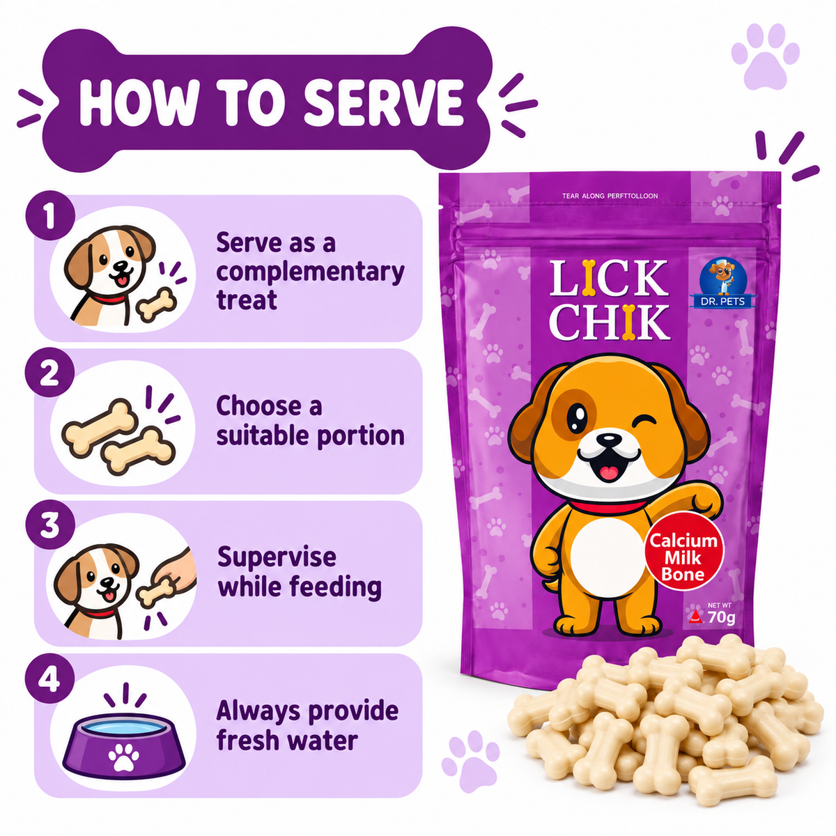 Dr. Pets Lick Chik Calcium Milk Bone for Dogs (Pack of 6)