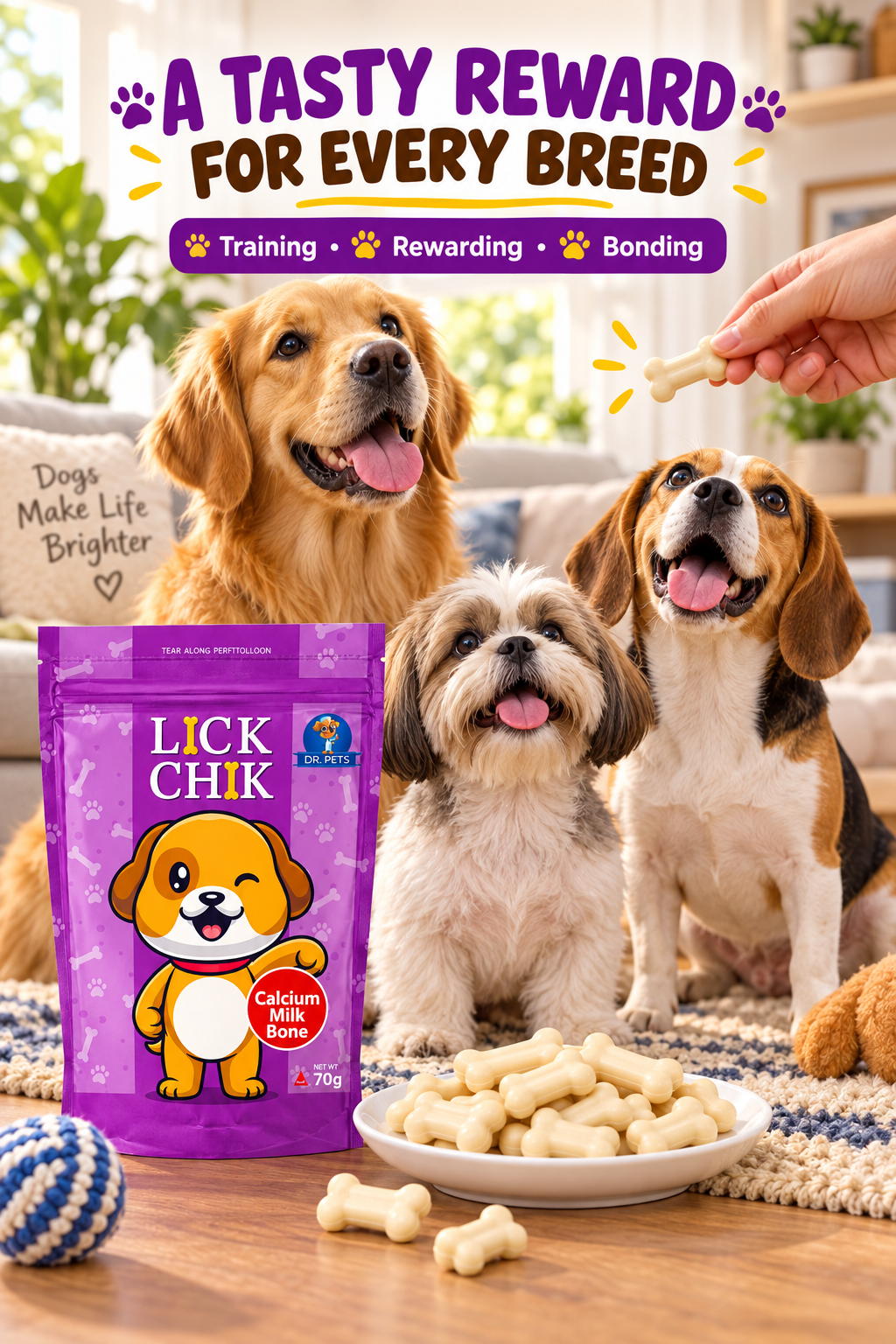 Dr. Pets Lick Chik Calcium Milk Bone for Dogs (Pack of 6)