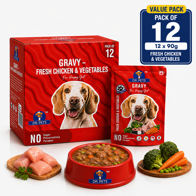 DR. PETS CHUNKS & GRAVY FRESH CHICKEN & VEGITABLE (Pack of 12)