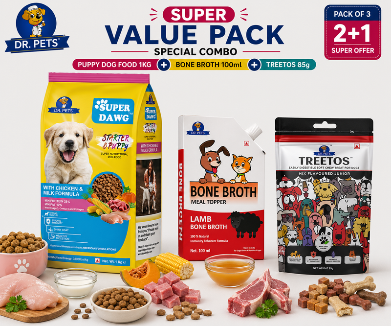 SD PUPPY 1KG + BONE BROTH + TREETOS